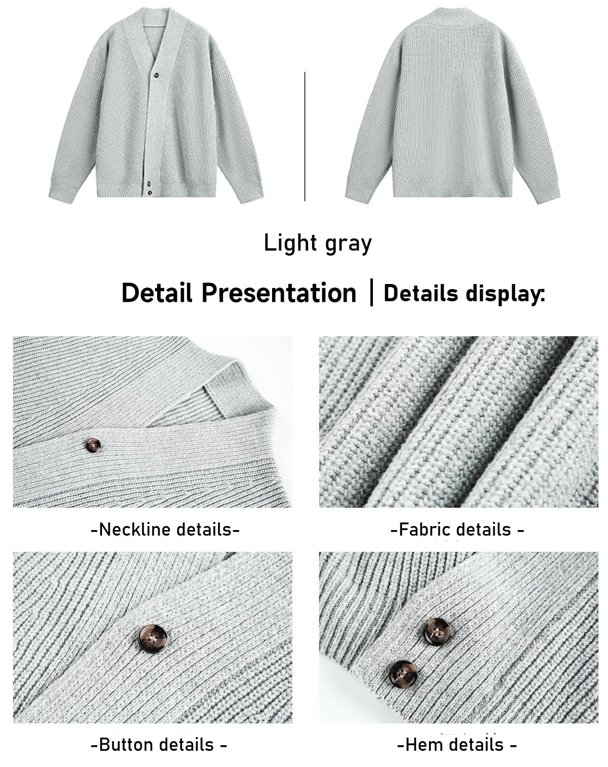 Men's Solid Color Stand Collar Knitted Cardigan