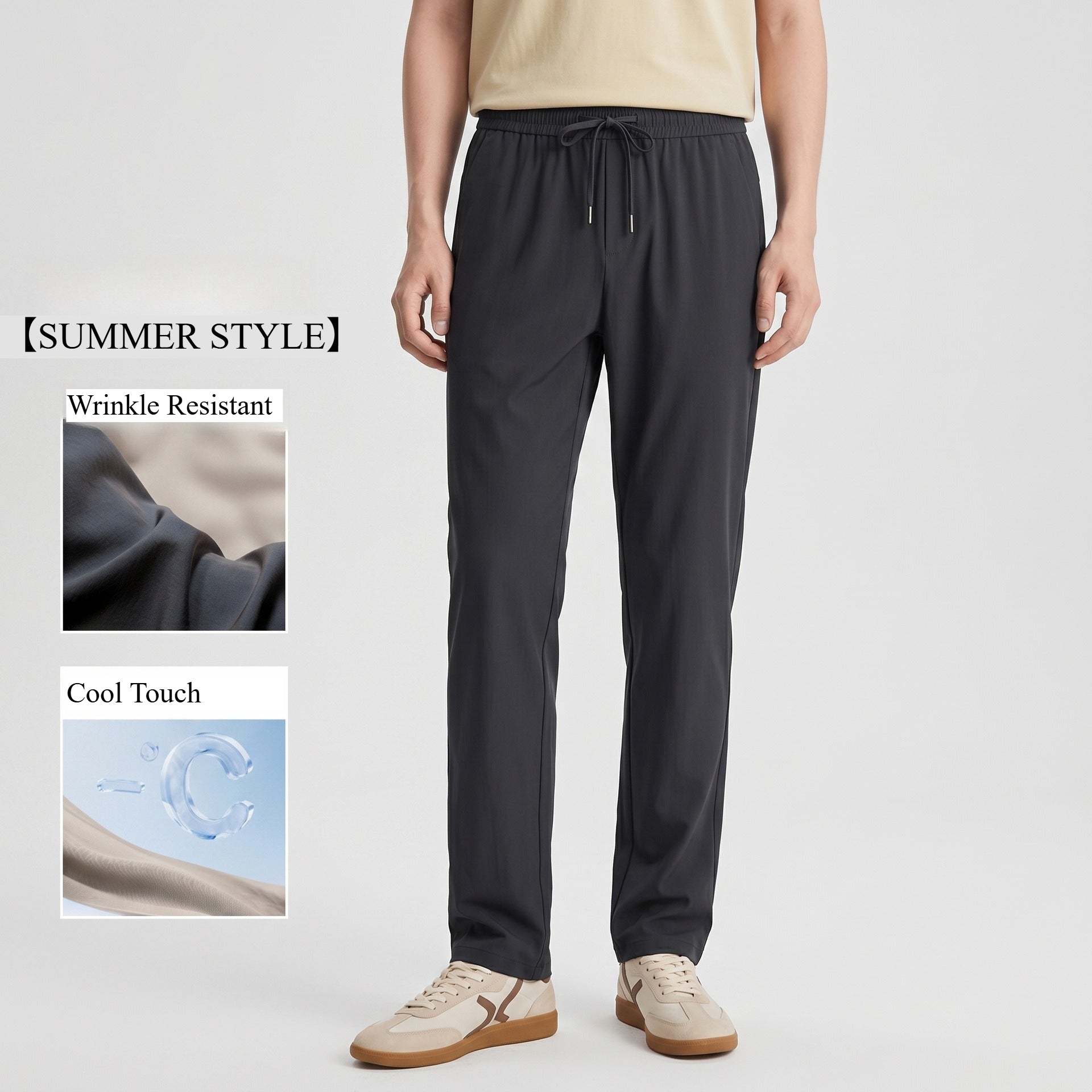 Wenhouu Men's Water Repellent Ice Feel Sun Protection Straight Leg Stretch Pants