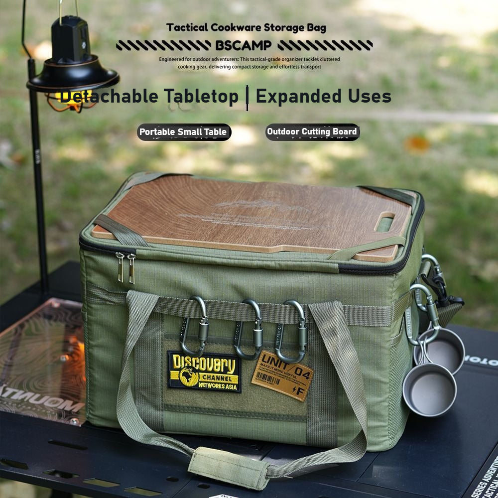 Camping tactical storage bag, outdoor with table board, portable sundries and equipment bag