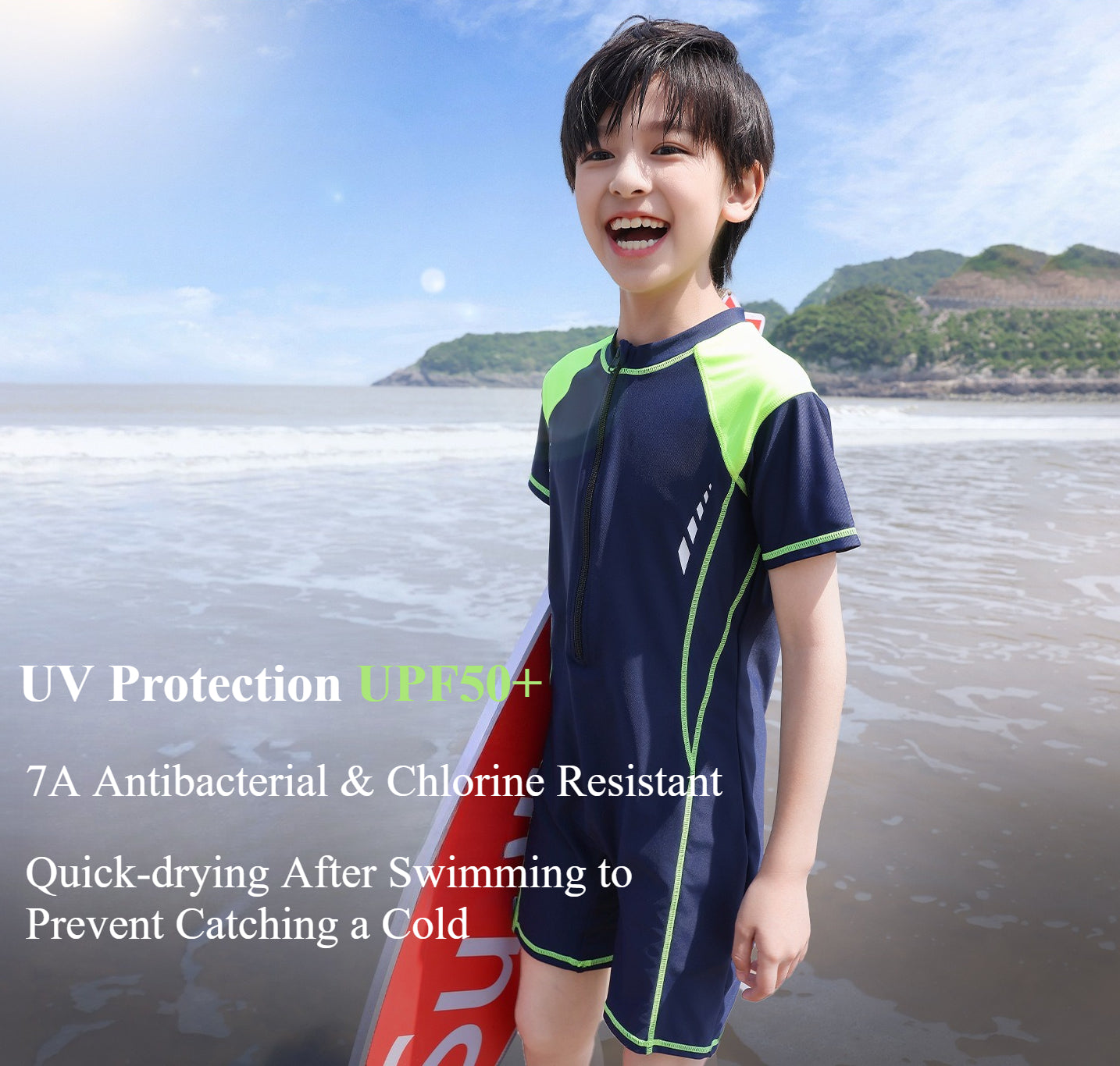 Boys' antibacterial and UV-proof split swimsuit set