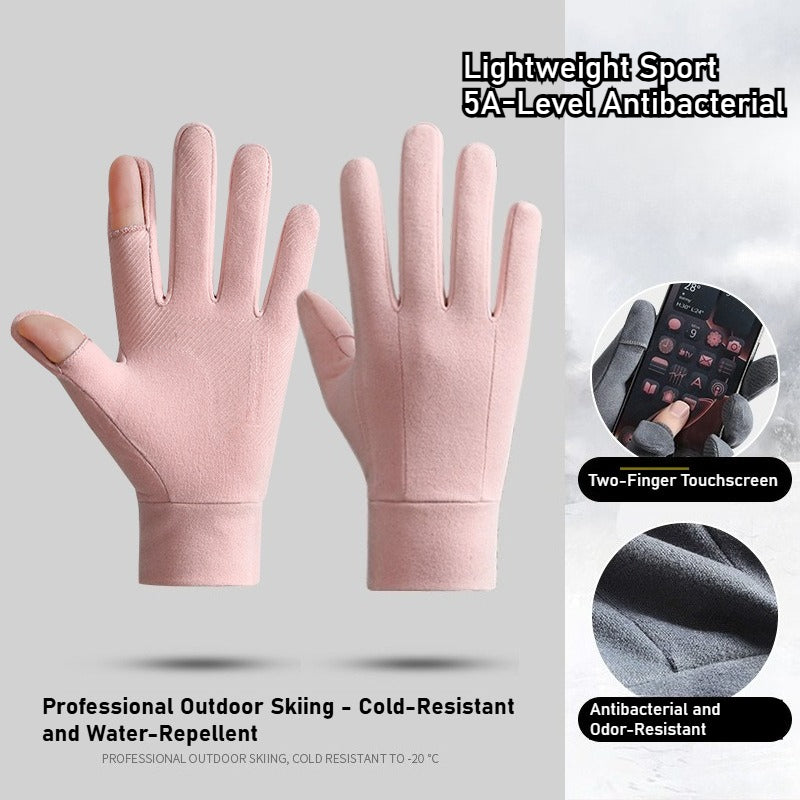 Ski gloves for men and women with fleece thickened in winter, outdoor cold protection and warmth, windproof waterproof touch screen couple cycling gloves