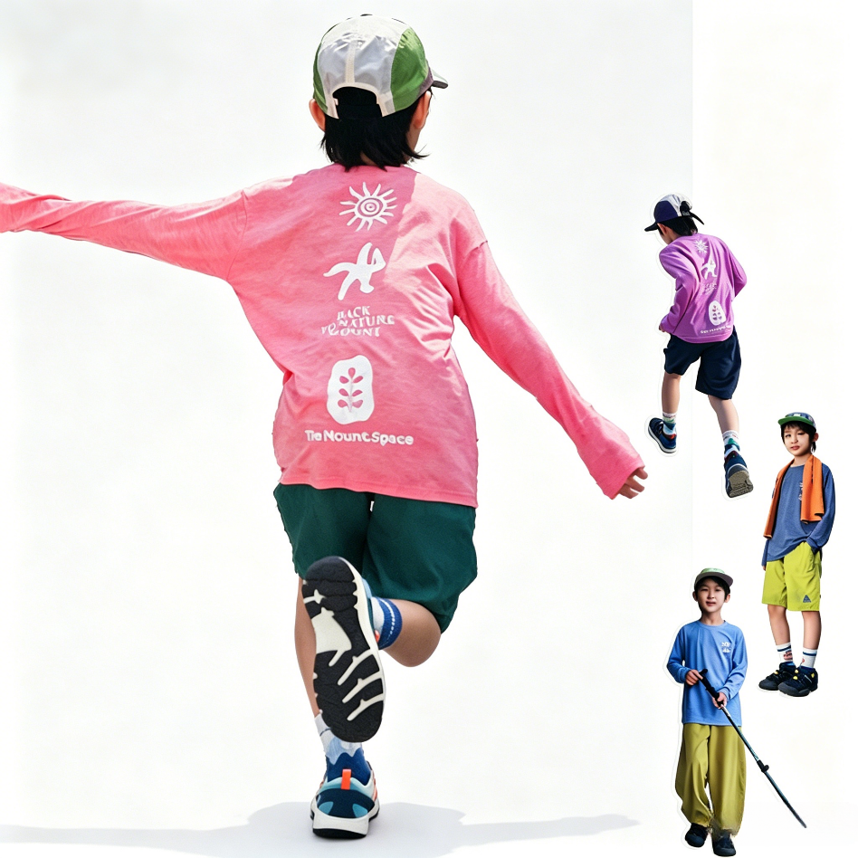 Boys Mountain Style Sun Print Quick Dry Long Sleeve Tee