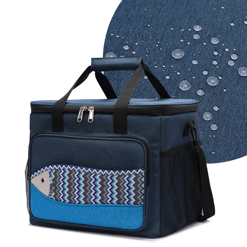 One-day tour thermal insulation bag, fish pattern 15-18L lunch box ice pack.
