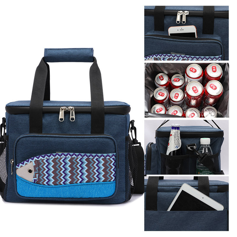 One-day tour thermal insulation bag, fish pattern 15-18L lunch box ice pack.