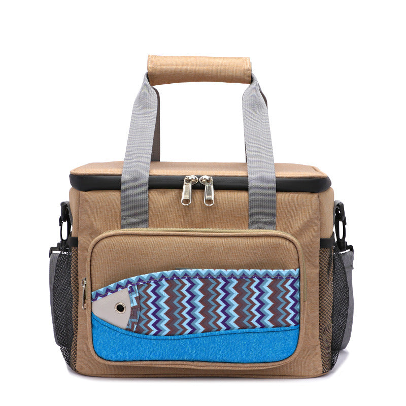 One-day tour thermal insulation bag, fish pattern 15-18L lunch box ice pack.