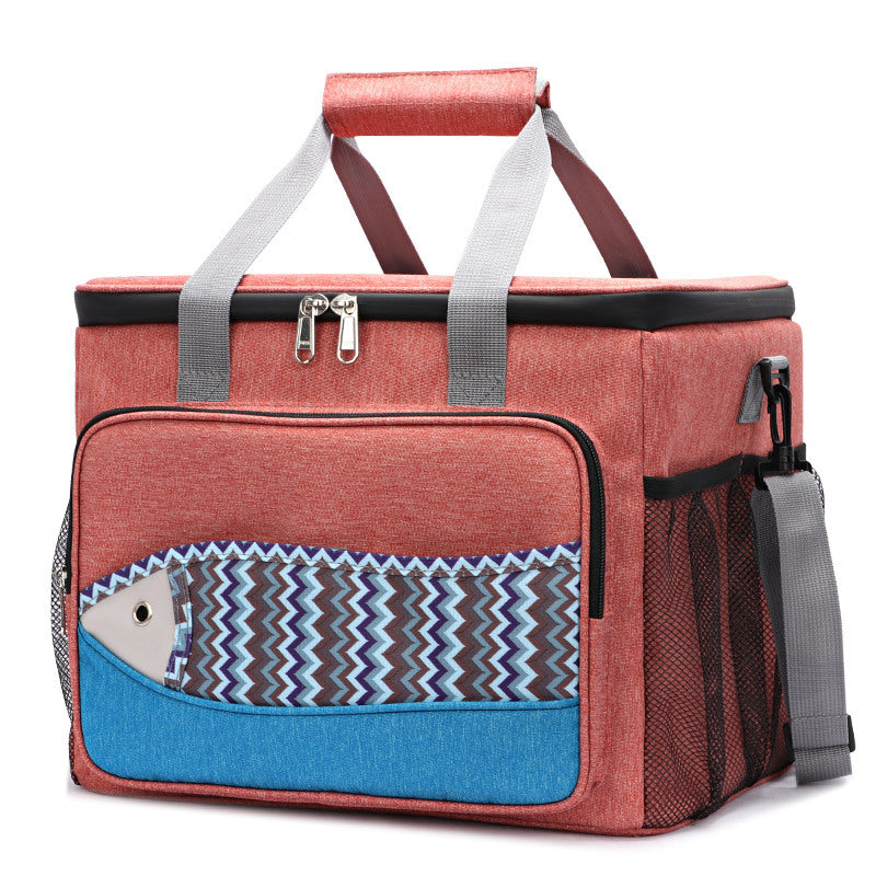 One-day tour thermal insulation bag, fish pattern 15-18L lunch box ice pack.