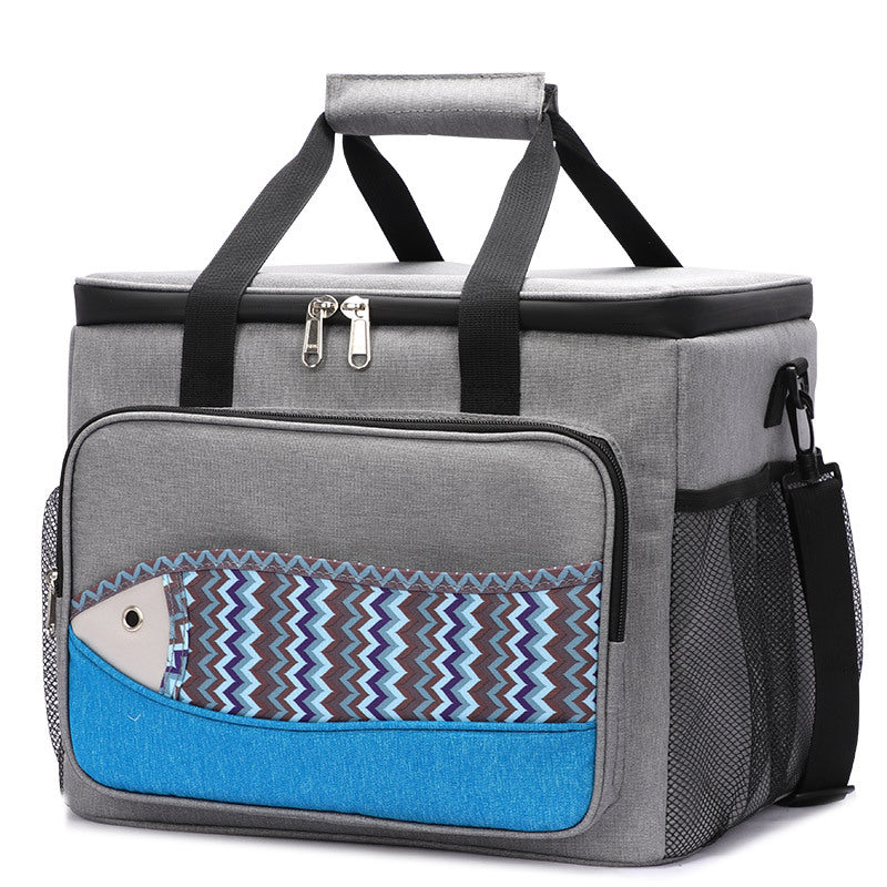 One-day tour thermal insulation bag, fish pattern 15-18L lunch box ice pack.