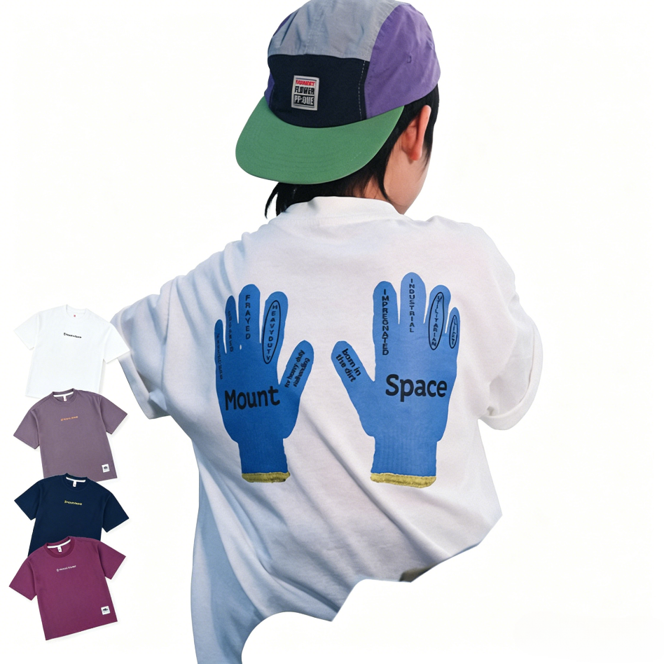 Boys Mountain Style Glove Print Casual Short Sleeve T-shirt