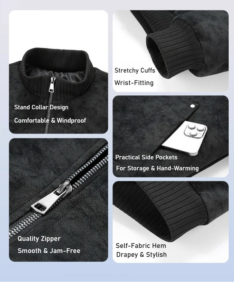 Trendy Winter Men's PU Cotton-Lined Jacket - Casual Versatile Leather