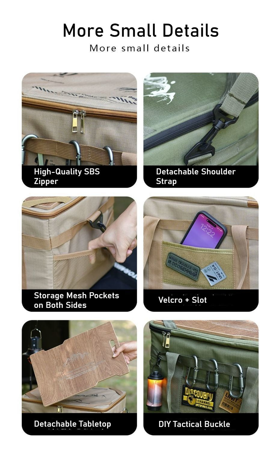 Camping tactical storage bag, outdoor with table board, portable sundries and equipment bag