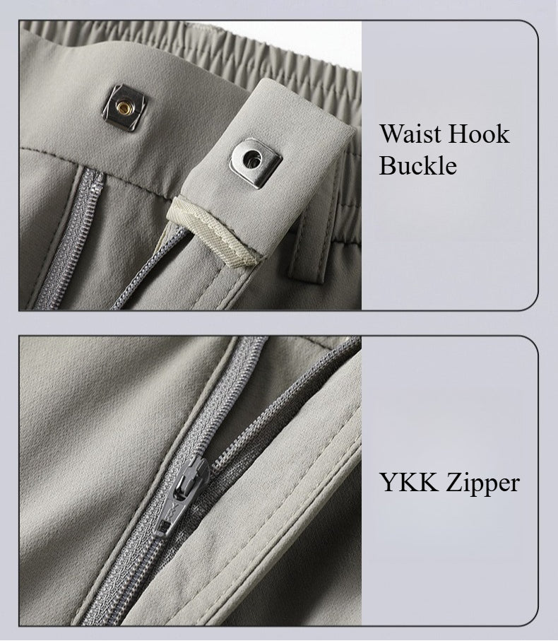 KAILAS Men's Waterproof Hiking Pants Elastic Waist Zipper Pockets Wear Resistant