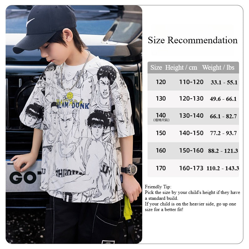 Kids Allover Print Cartoon Short Sleeve Tee
