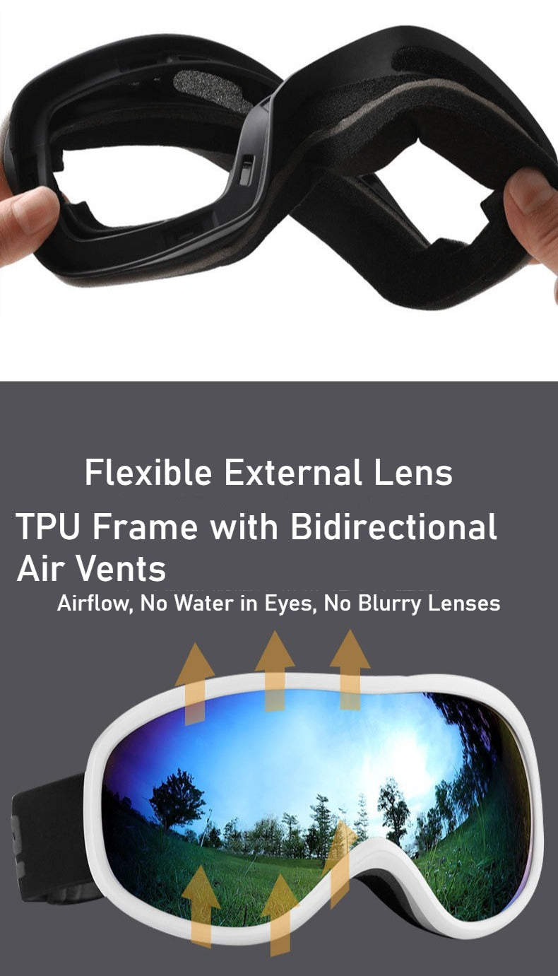 Ski smooth no fog mirror, can card myopia, spherical large field of view ski goggles