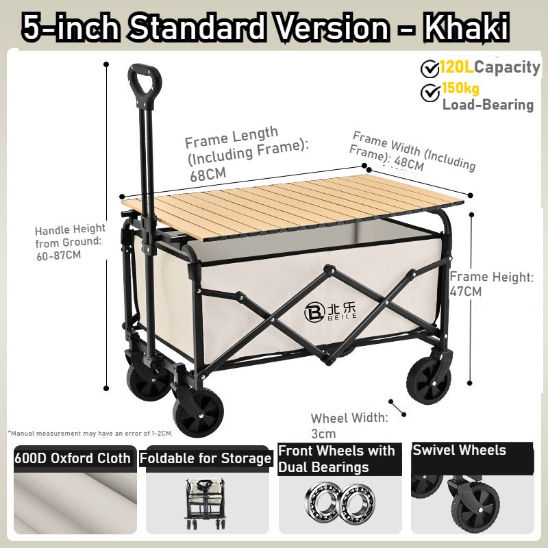 Outdoor camper cart Full metal camp trailer Foldable stall trolley Light travel camping picnic