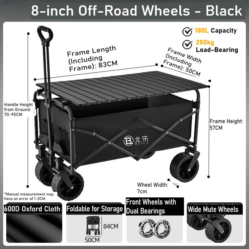 Outdoor camper cart Full metal camp trailer Foldable stall trolley Light travel camping picnic