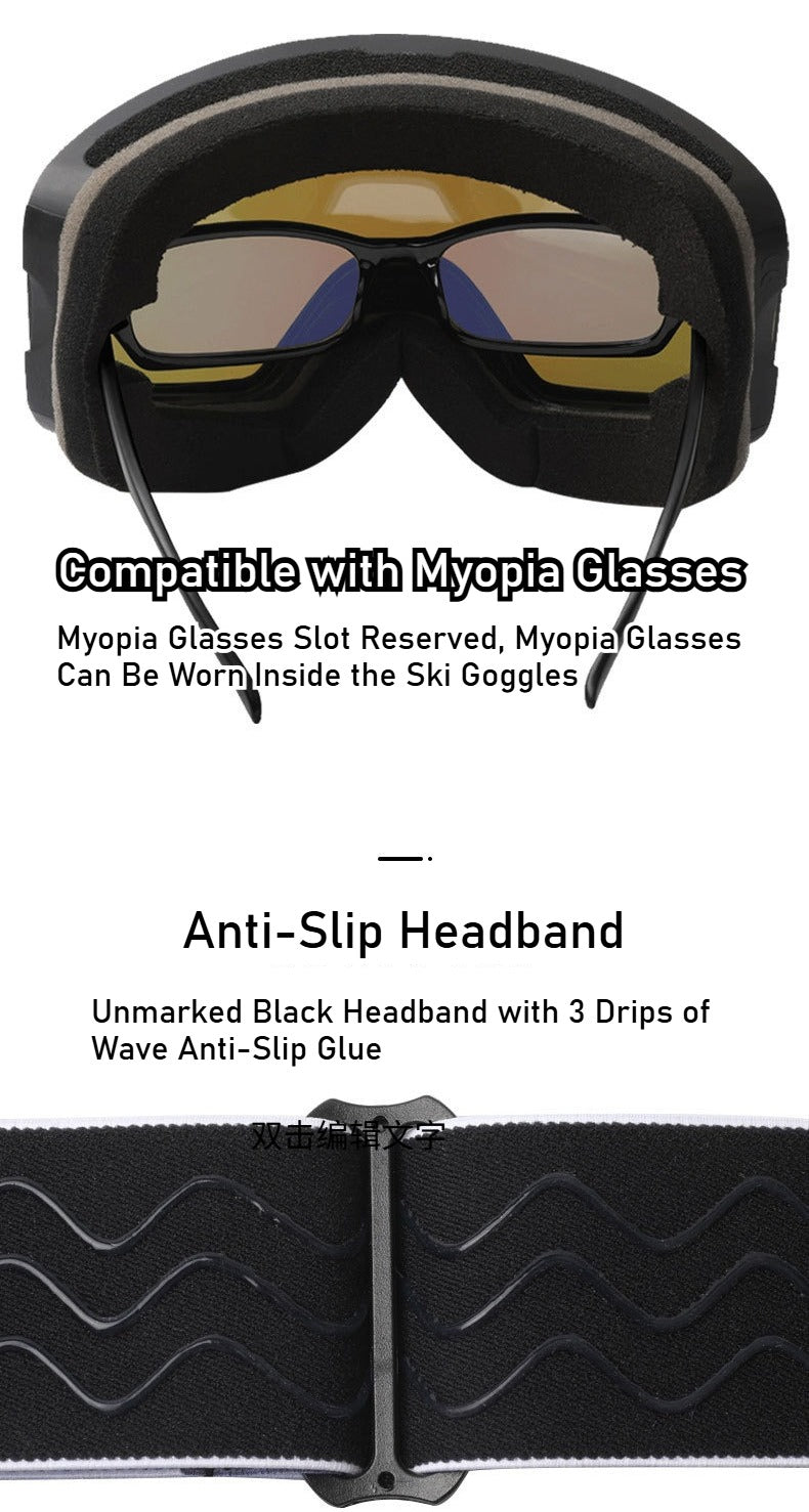 Ski smooth no fog mirror, can card myopia, spherical large field of view ski goggles