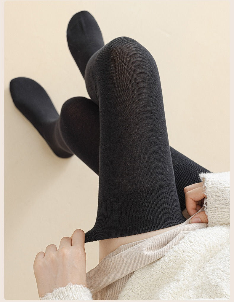 Women's extended knee socks, pure cotton non-slip boneless thigh socks, spring and autumn warm models