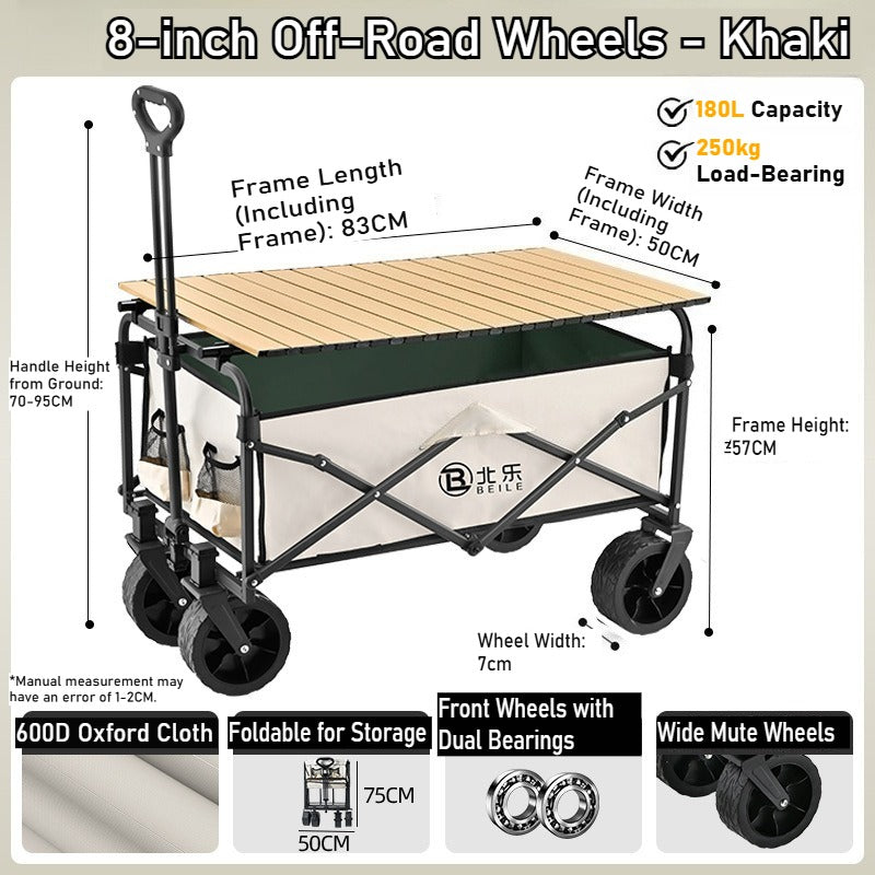 Outdoor camper cart Full metal camp trailer Foldable stall trolley Light travel camping picnic