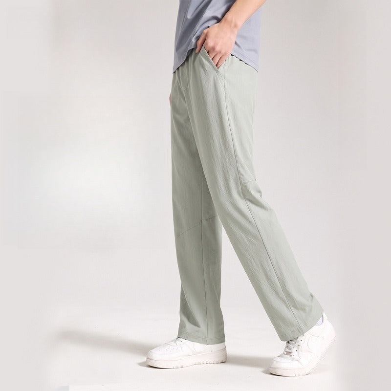 WENHOUU Men's Ice‑Feel Quick‑Dry Elastic Straight‑Leg Casual Pants