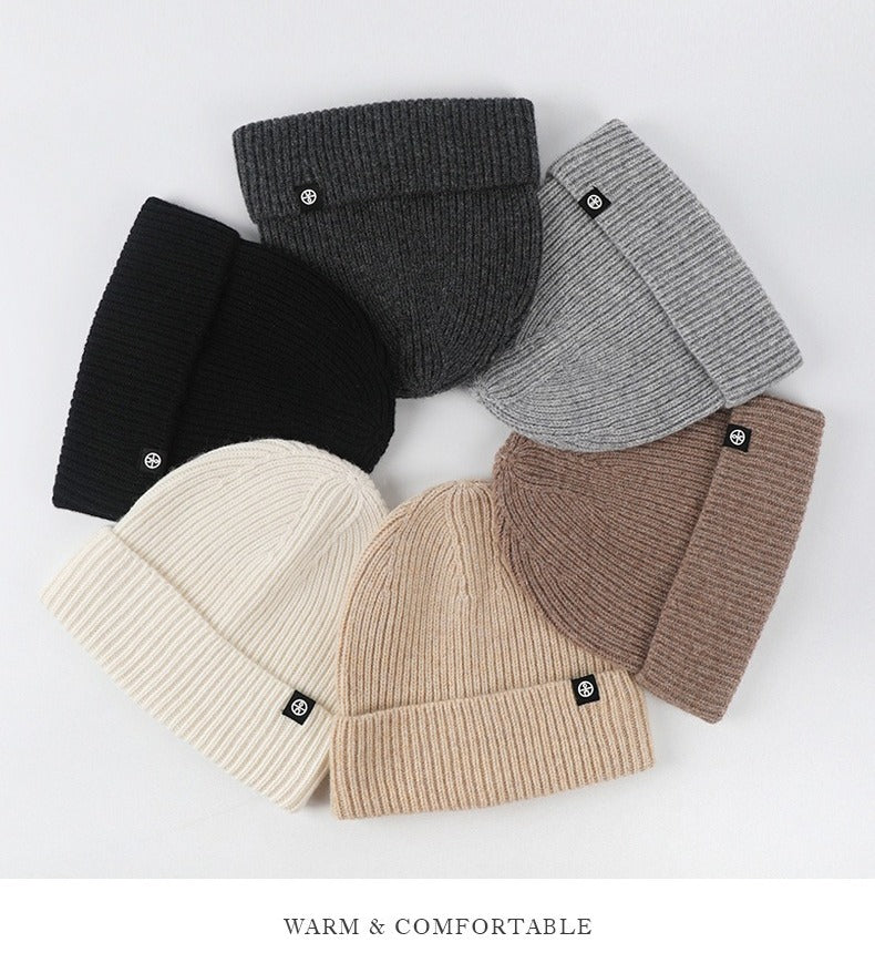 Pure wool warm ear protection hat winter windproof ski pullover hat