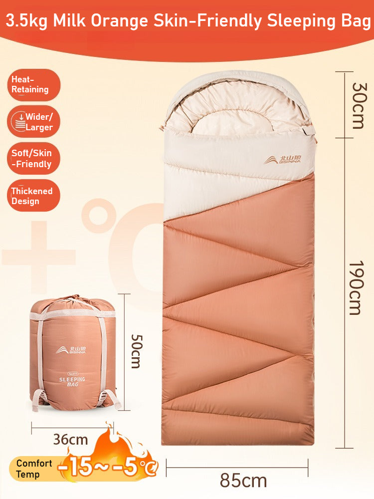 Adult Thickened Sleeping Bag - Outdoor Camping Travel Office Portable Cold-Resistant