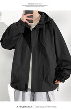 2025 new men's hooded jacket American casual large size tooling jacket top trendy