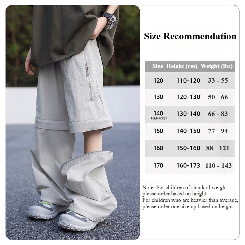 Boys Convertible Zip Off Cargo Quick Dry Outdoor Hiking Pants