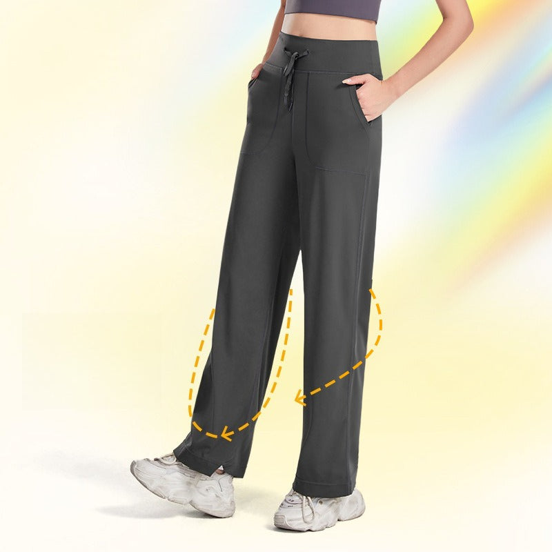 Naked Feeling High Waist Wide Leg Yoga Pants, Women Drawstring Fitness Running Pants