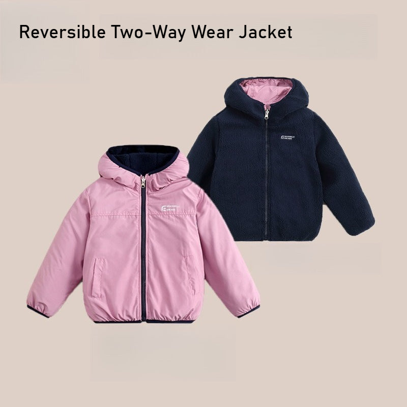 B.Duck Reversible Fleece-Lined Kids' Jacket | Unisex Boys Girls Autumn Winter Water-Resistant Softshell Windbreaker