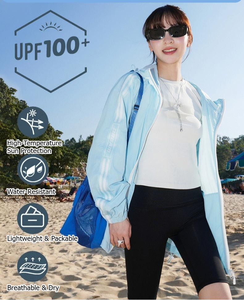 UPF100+ Women Color‑Block Sun Protection Jacket Lightweight Breathable Outdoor Summer Top