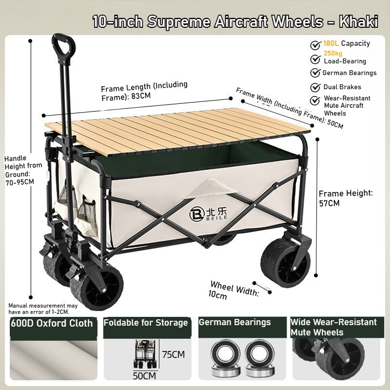 Outdoor camper cart Full metal camp trailer Foldable stall trolley Light travel camping picnic