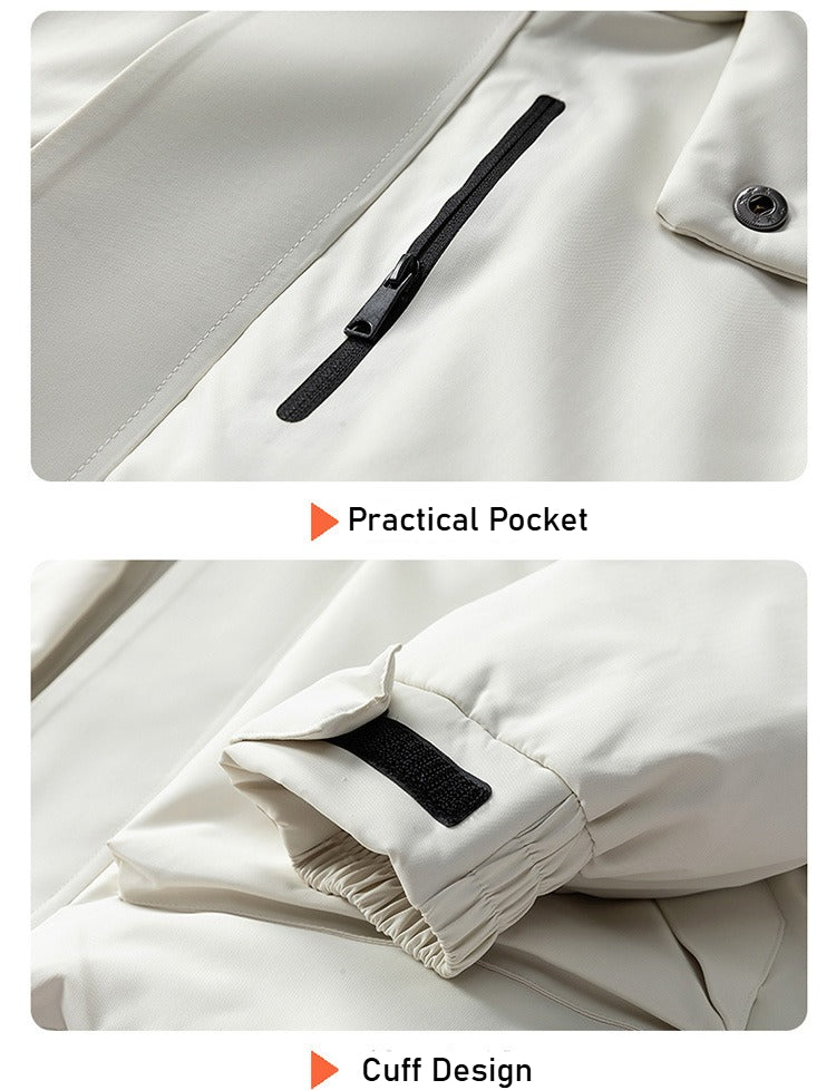 Raccoon Fur Collar Workwear Down Jacket - Unisex Couples' Winter New Stylish Warm Windproof