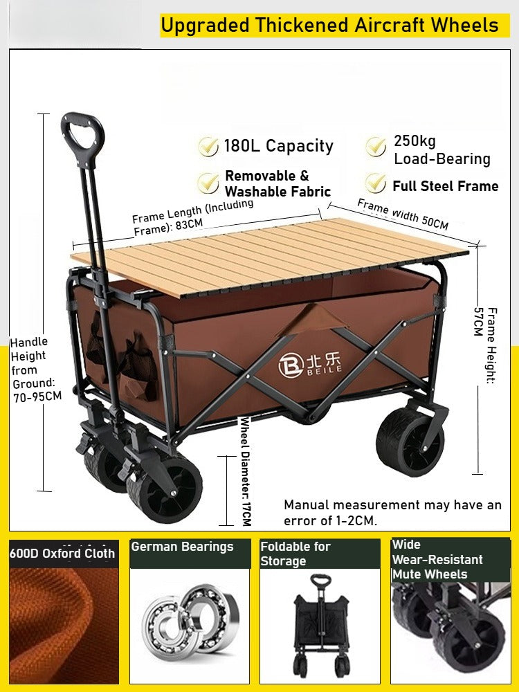 Outdoor camper cart Full metal camp trailer Foldable stall trolley Light travel camping picnic