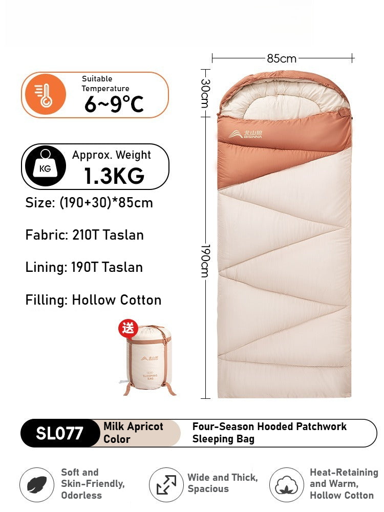 Adult Thickened Sleeping Bag - Outdoor Camping Travel Office Portable Cold-Resistant