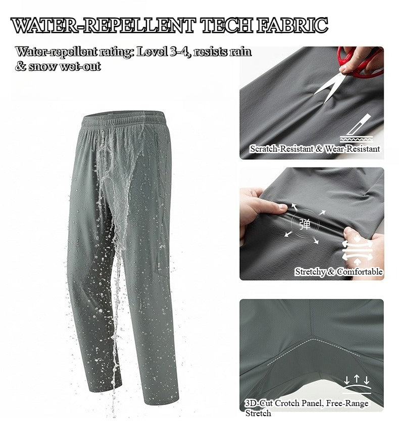 WENHOUU Men's Ice‑Feel Quick‑Dry Elastic Straight‑Leg Casual Pants