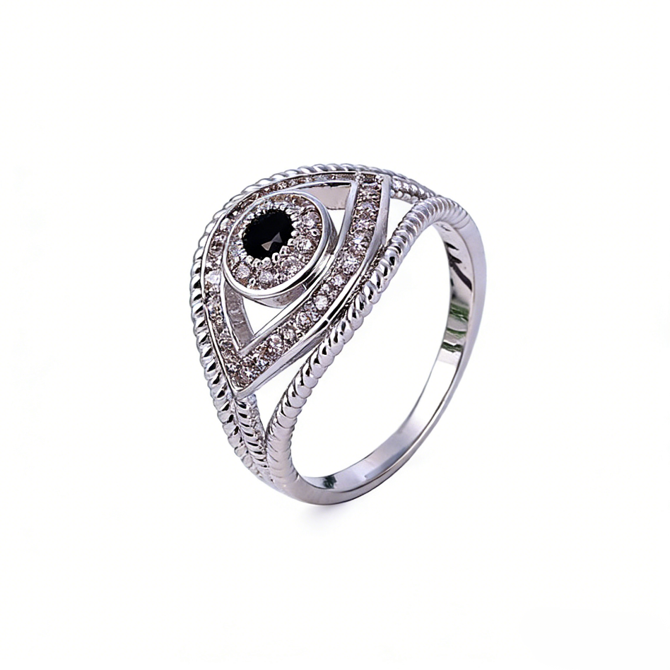 Evil Eye Ring with Micro-pave Zircon Black Diamond Bracelet
