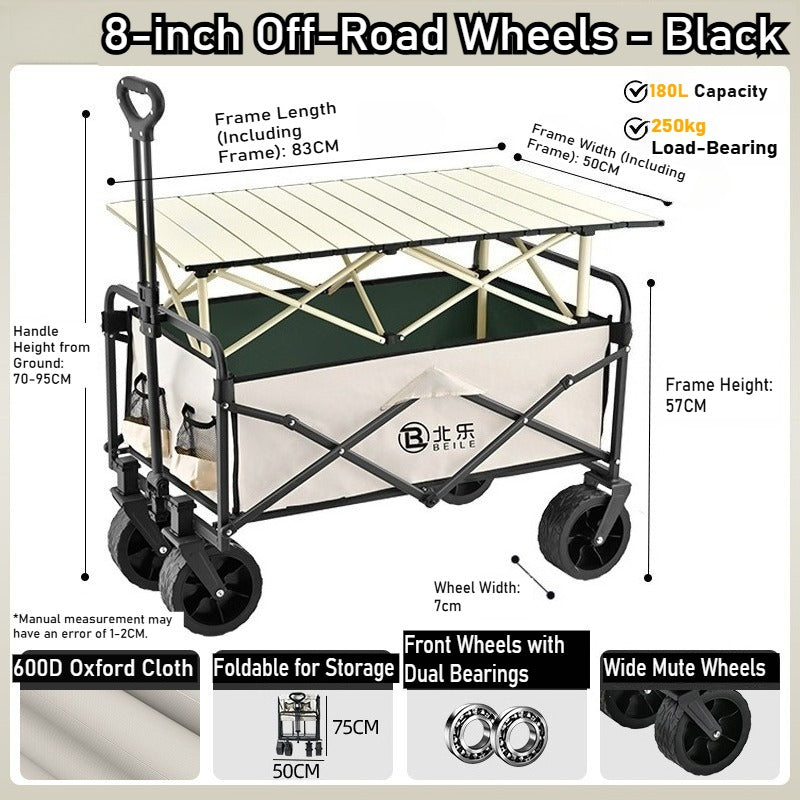 Outdoor camper cart Full metal camp trailer Foldable stall trolley Light travel camping picnic