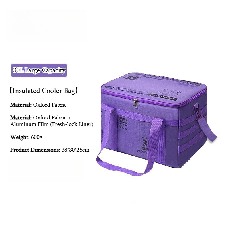 Tactical Large‑Capacity Insulated Cooler Bag, Portable Outdoor Storage Bag for Camping Picnic Tableware Cookware Gear