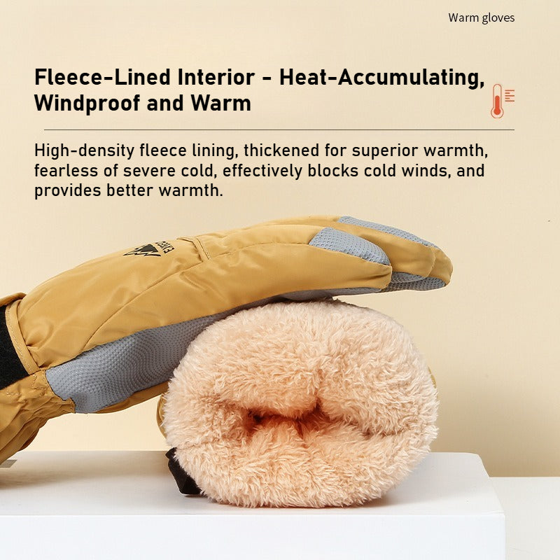 Ski gloves for men and women with fleece thickened in winter, outdoor cold protection and warmth, windproof waterproof touch screen couple cycling gloves