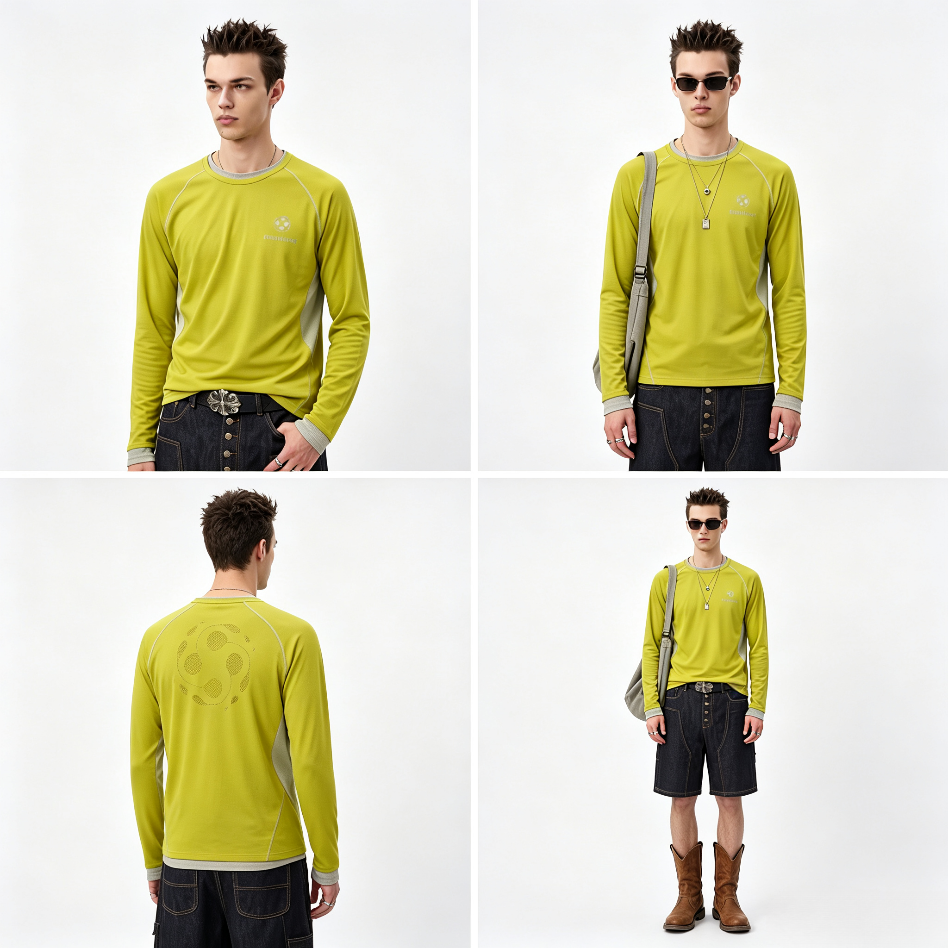 Men Women Quick‑Dry Color‑Block Long Sleeve Athletic T‑Shirt