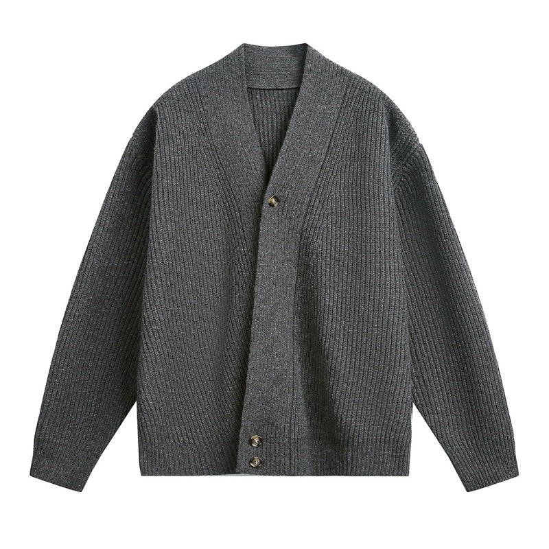 Men's Solid Color Stand Collar Knitted Cardigan