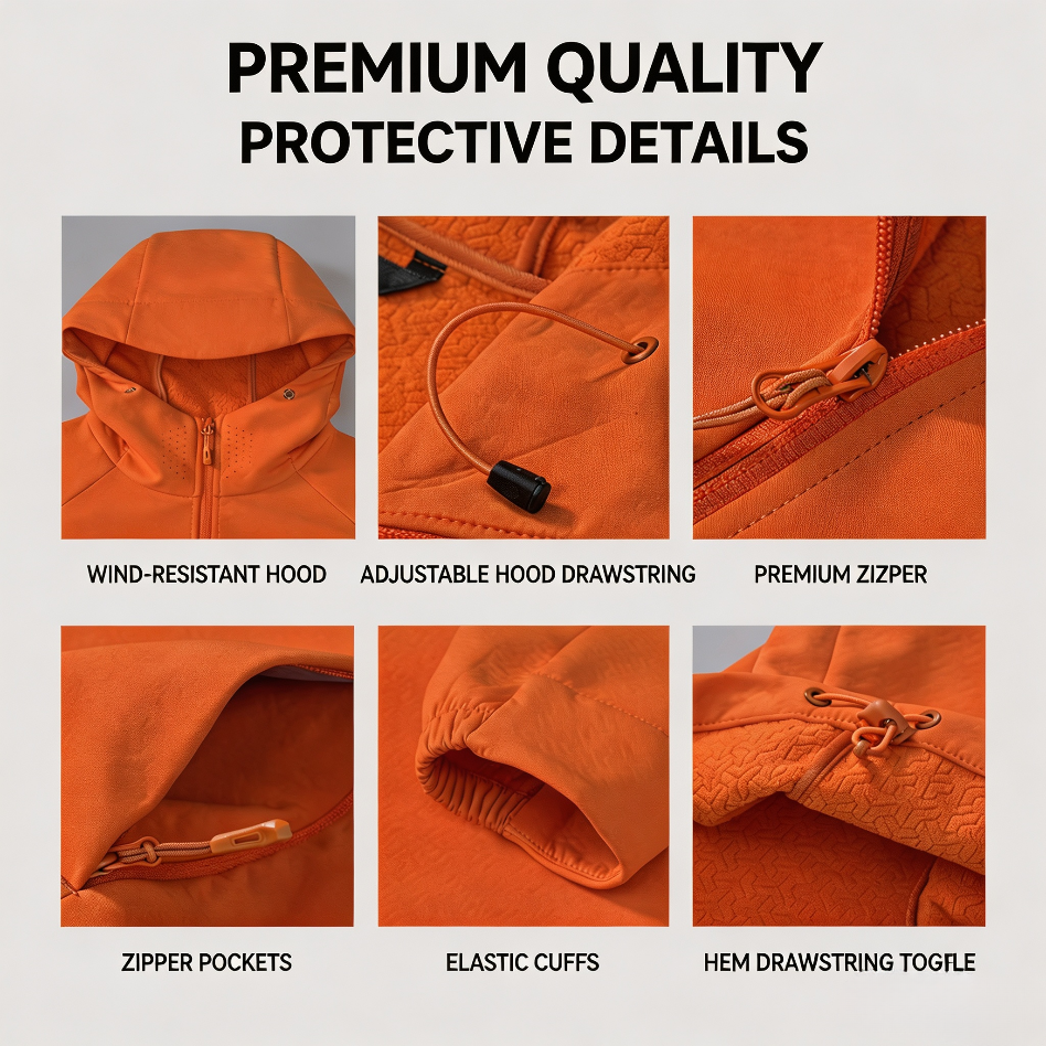 Kailor Softshell Jacket, Men Women Hooded Waterproof Stretch Warm Outdoor Hiking Casual Coat