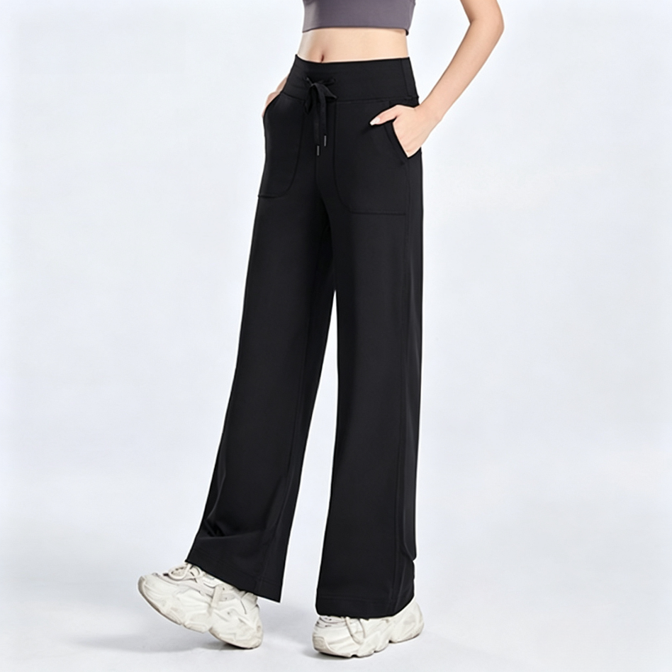 Naked Feeling High Waist Wide Leg Yoga Pants, Women Drawstring Fitness Running Pants