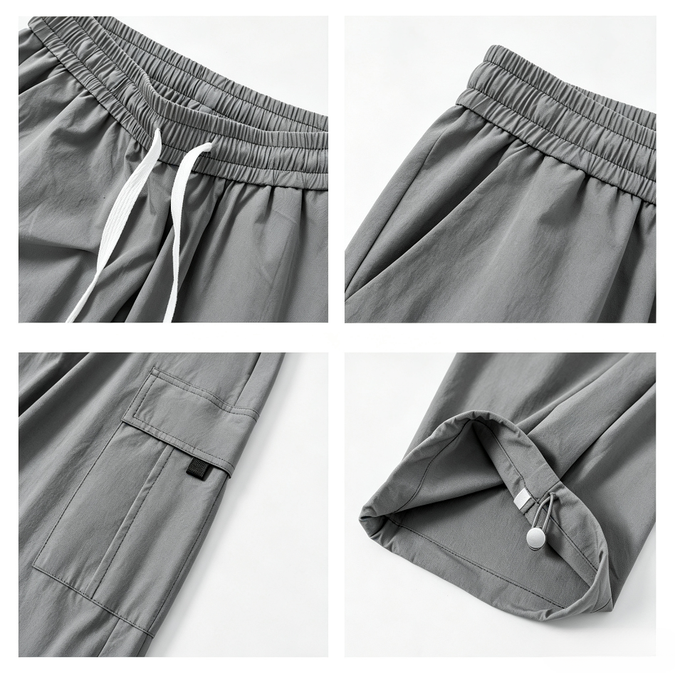 Unisex UPF50+ Ice‑Silk Wide Leg Cargo Pants, Water‑Repellent Quick‑Dry Drapy Summer Paratrooper Trousers