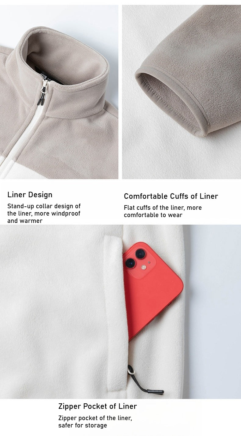 Autumn and winter three-proof jacket for men and women outdoor sports waterproof mountaineering hooded jacket