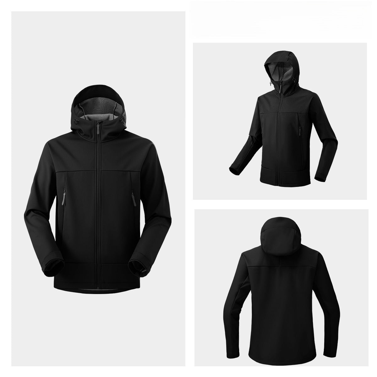 Men Women Loose Softshell Hooded Jacket Wind‑Resistant Water Repellent Outdoor Coat