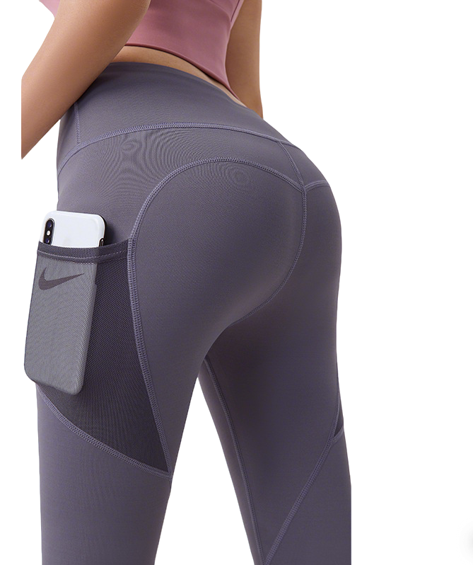 Slim Women's Yoga Leggings - Peach Buttock Side Mesh Pockets
