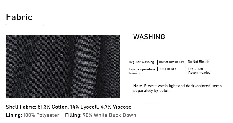 90% White Duck Down Denim Jacket - Men's Winter American Retro Warm Stylish Versatile