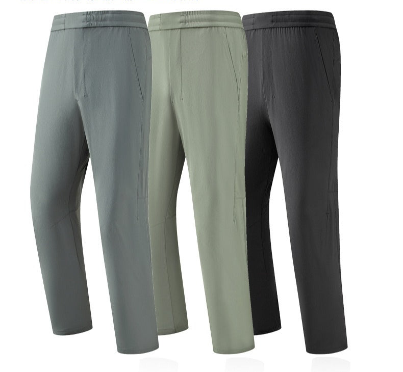 Men's Summer Ice Feel Quick Dry Pants, Breathable Loose Straight Fit Outdoor Casual Trousers