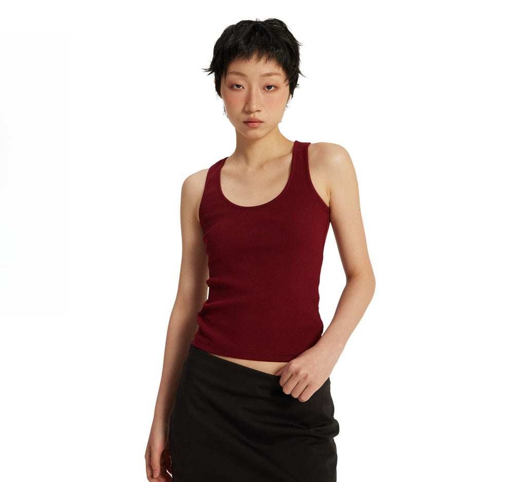 Women's High elastic threaded U-neck undershirt